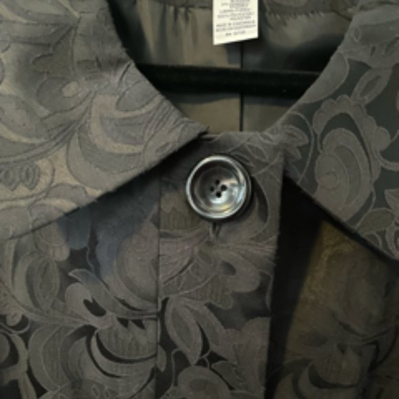 Sag Harbor Stretch ¾ Length Sleeve Black Damask Jacket Size 16P - Picture 2 of 6